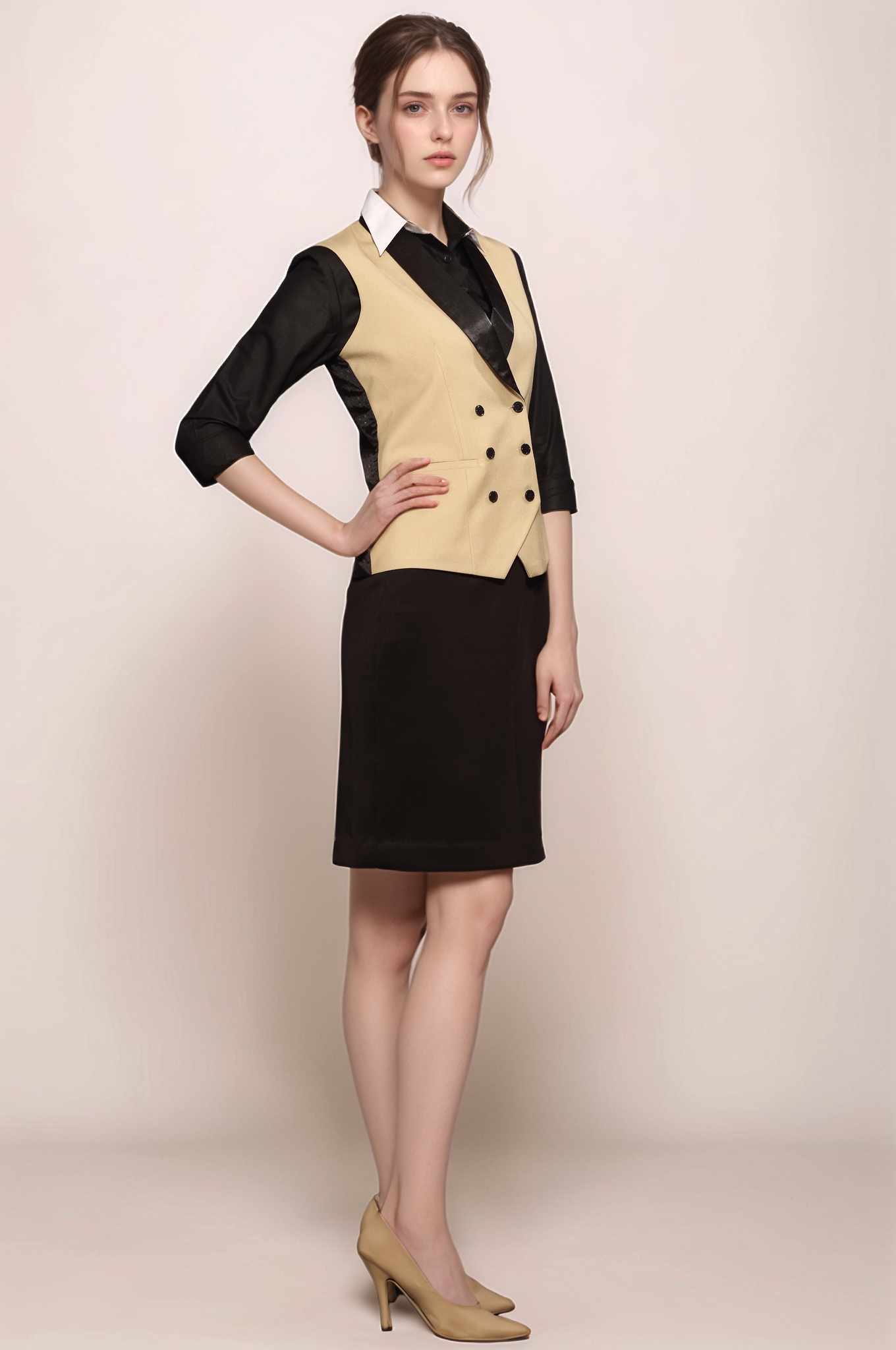 Beige Tuxedo Waistcoat