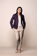 Wine Formal Blazer & Beige Classy Trouser Suit