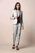 Off White Single Breasted Blazer & Ivory Baggy Trouser Suit