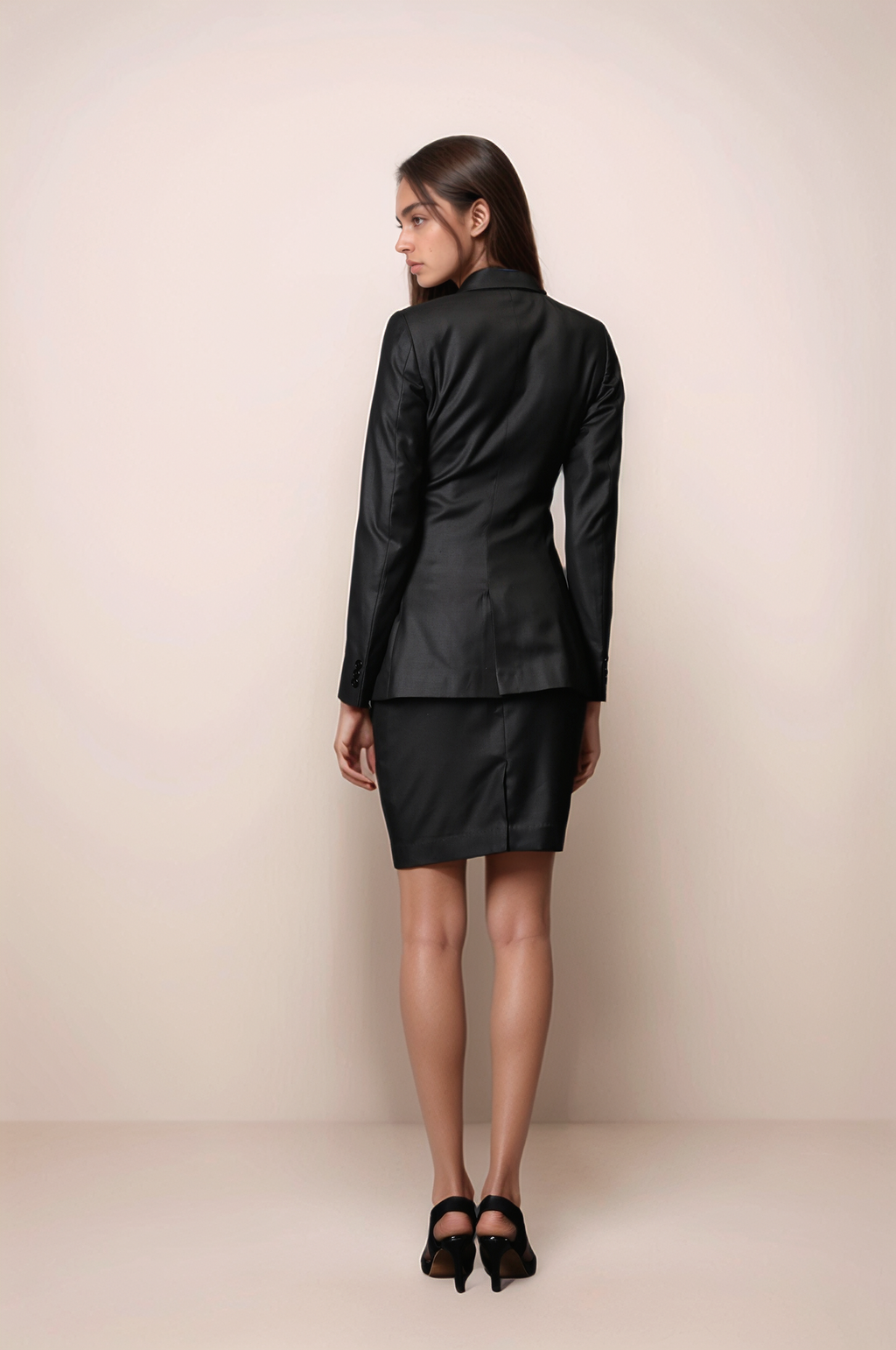 Black Double Breasted Blazer & Black Formal Skirt Suit