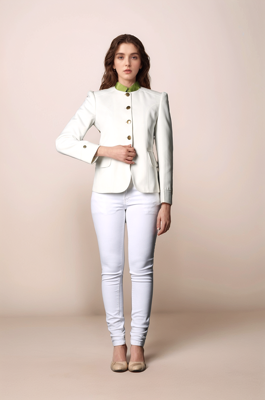 Off White Round Neck Blazer & Off White Slim Fit Suit