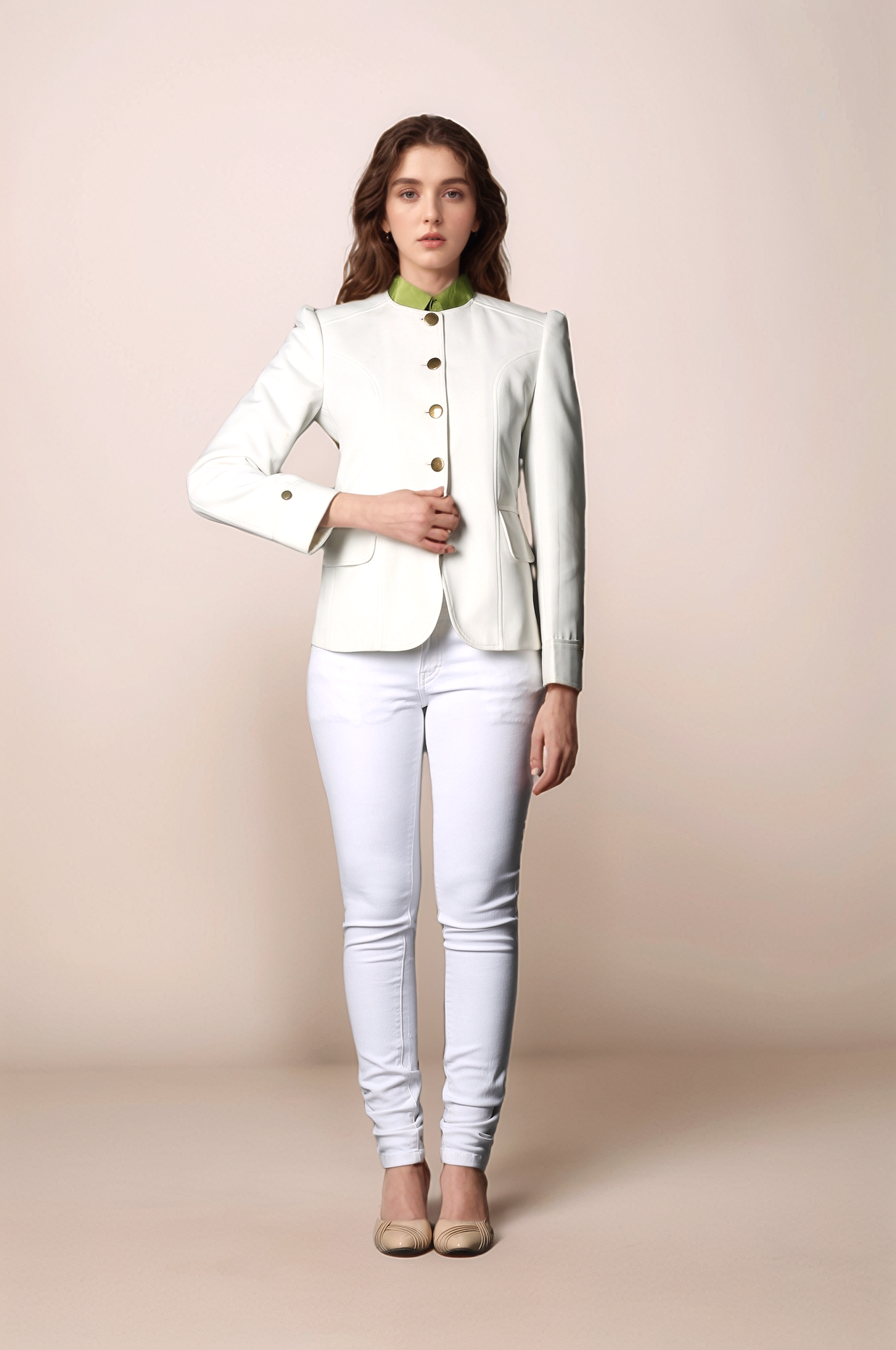 Off White Round Neck Blazer & Off White Slim Fit Suit
