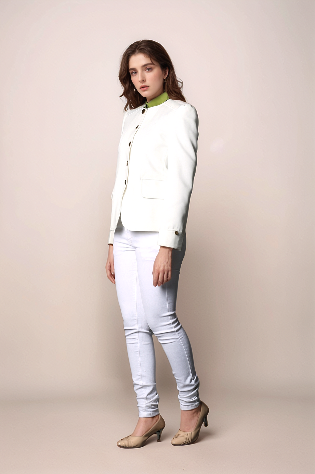 Off White Round Neck Blazer & Off White Slim Fit Suit