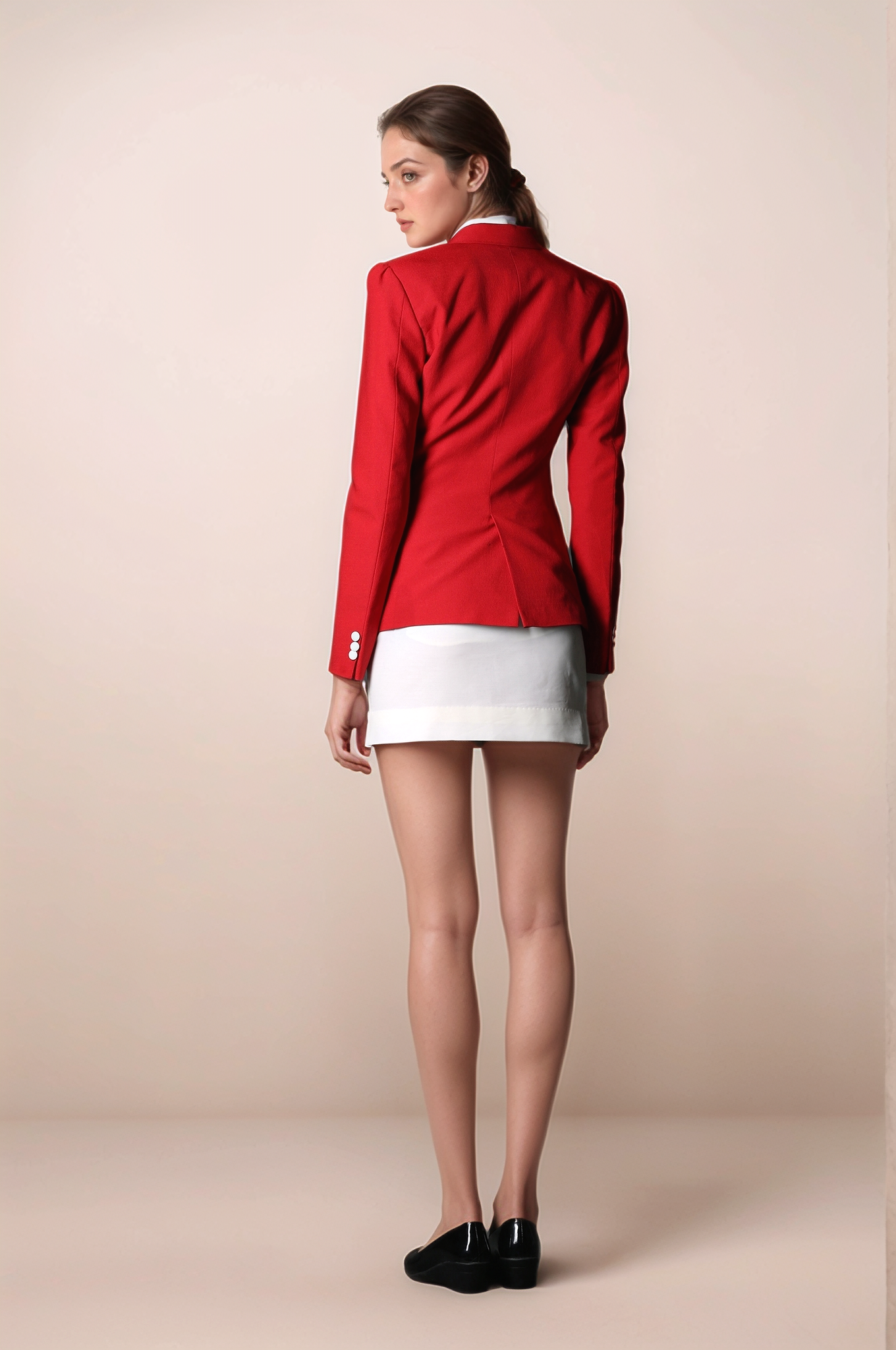 Red Classy Blazer & White Formal Skirt Suit