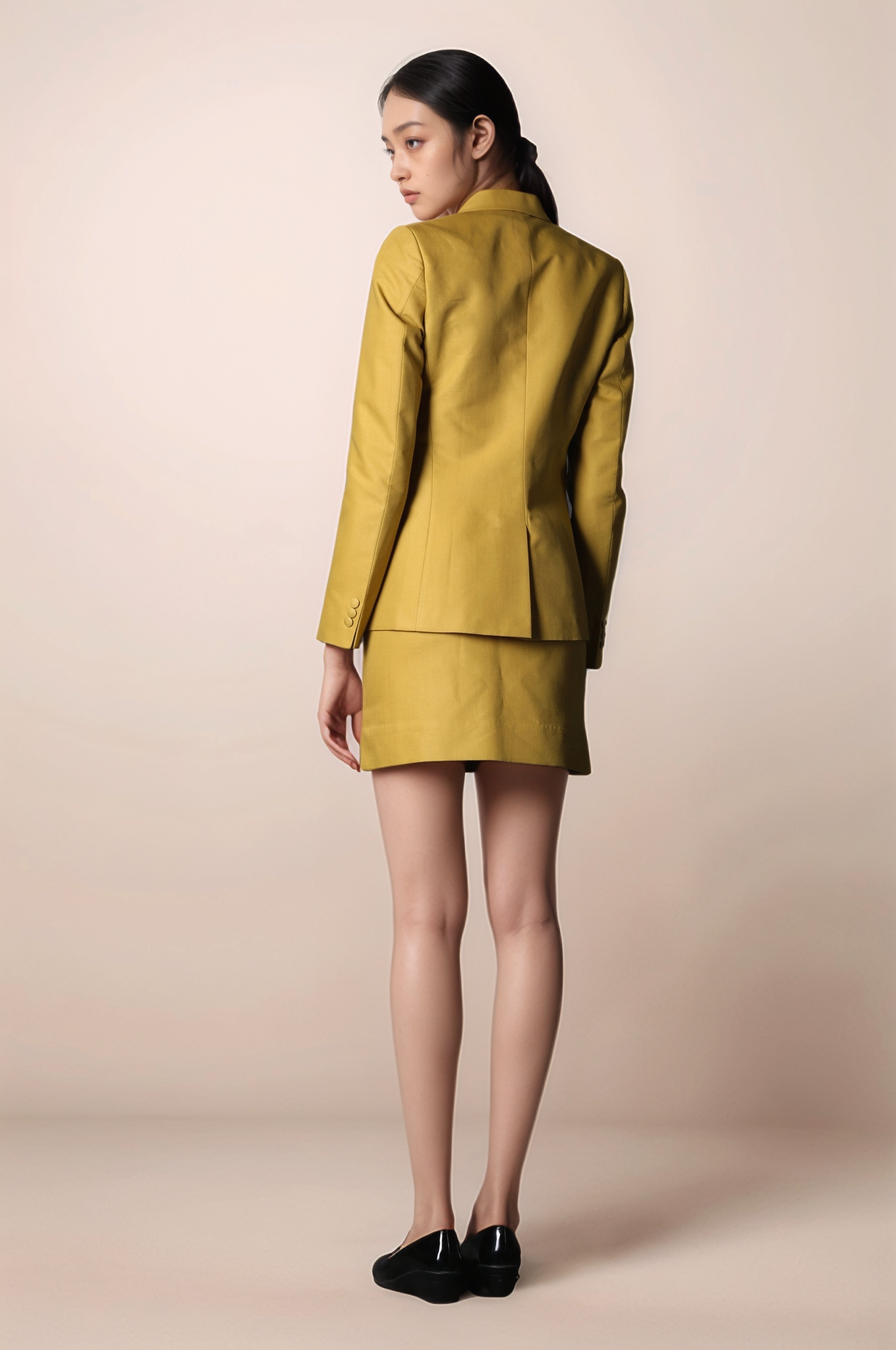 Ochre Yellow Formal Blazer & Ochre Yellow Skirt Suit