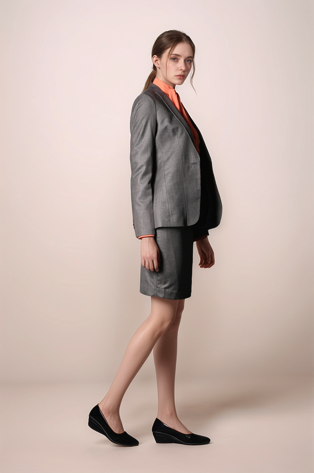 Beige Front Pleated Coat