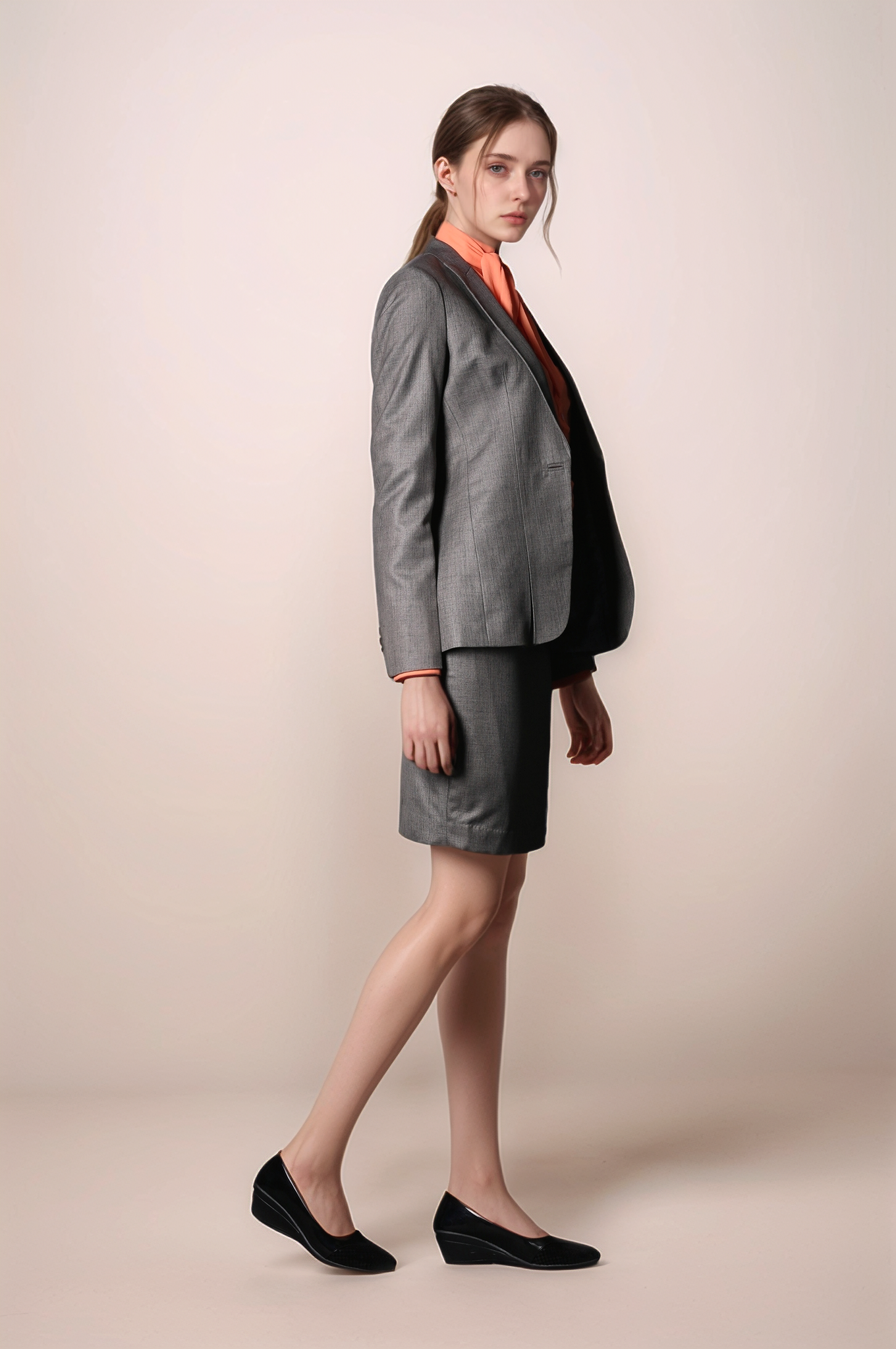 Beige Front Pleated Coat