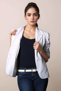 White Half Sleeve Blazer