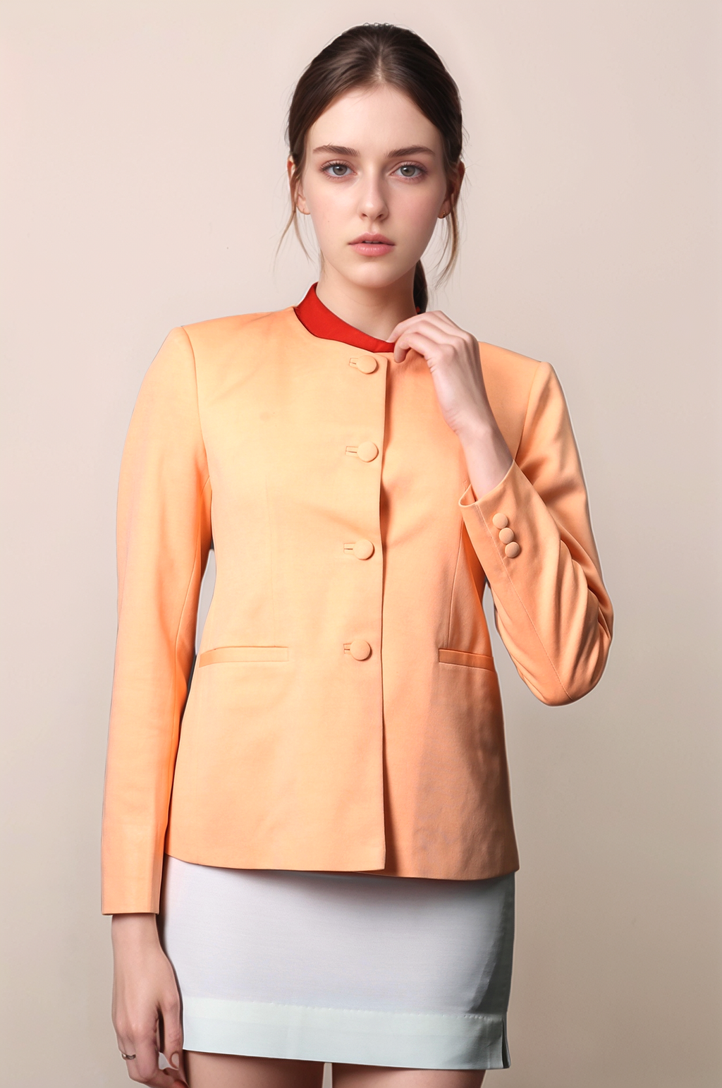 Peach Round Neck Blazer