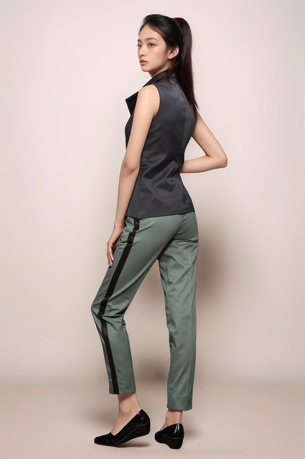 Black Long Collared Waistcoat