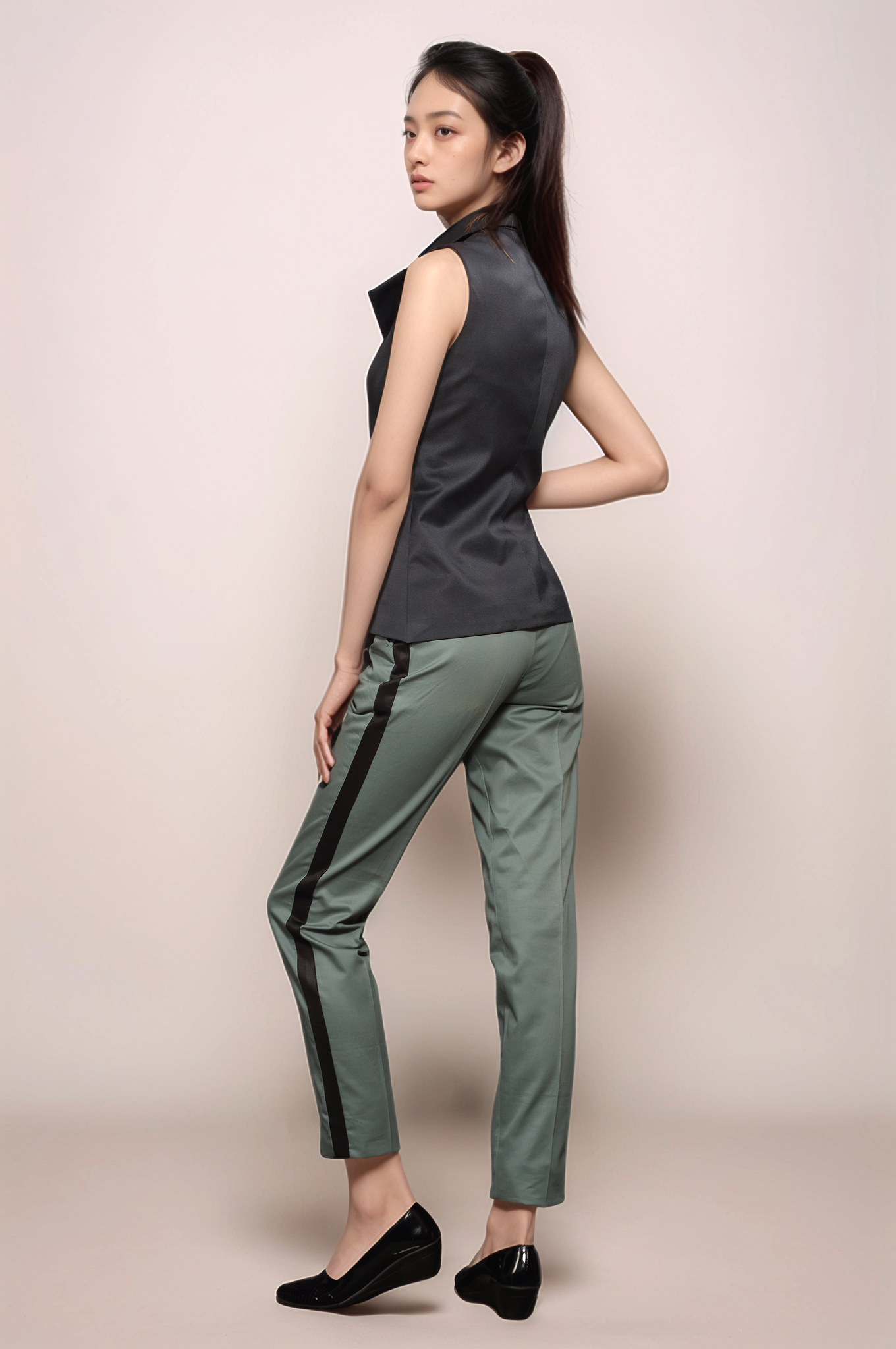 Black Long Collared Waistcoat