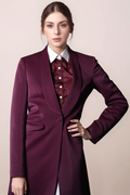 Wine Shawl Collar Trench Coat