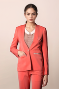 Peach V-Neck Formal Blazer
