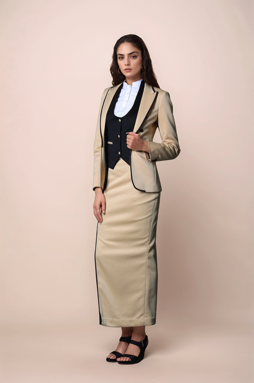 Beige Piping Blazer