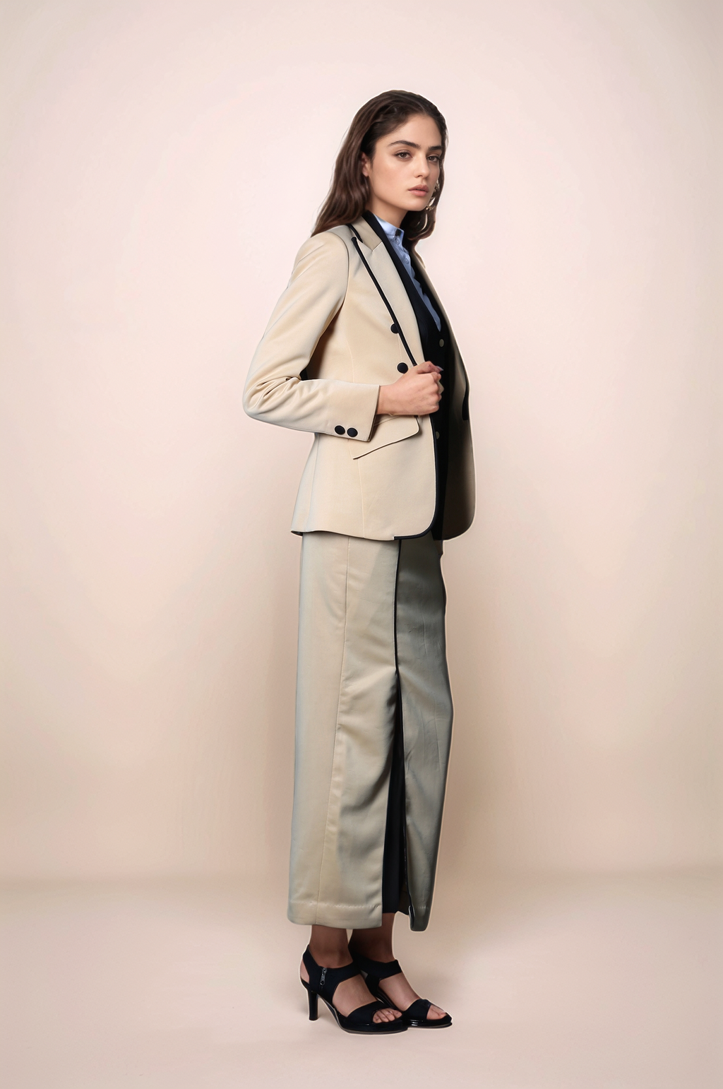 Beige Piping Blazer