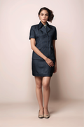 Dark Grey Double Breasted Coat & Dark Grey Short Skirt Suit
