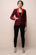 Maroon Single Breasted Coat & Black Slim Fit Trouser Suit