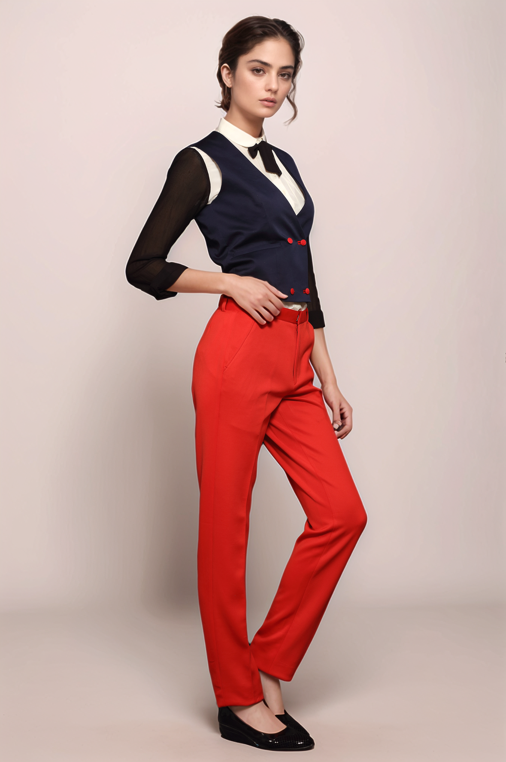 Navy Blue Cropped Waistcoat