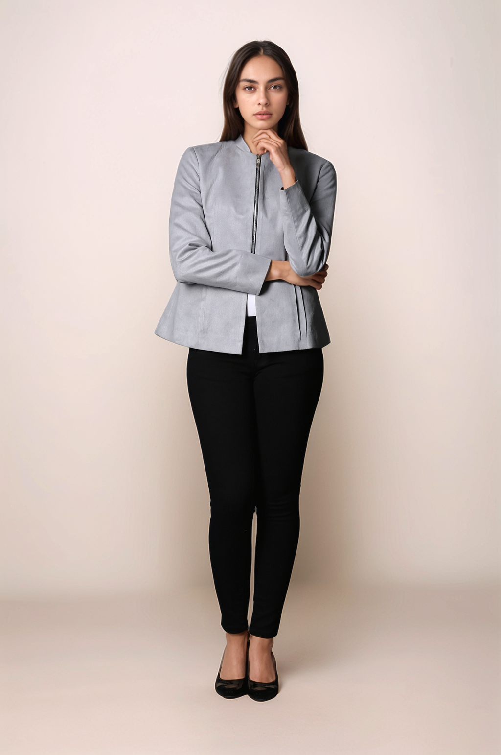 Grey Front Zip Jacket