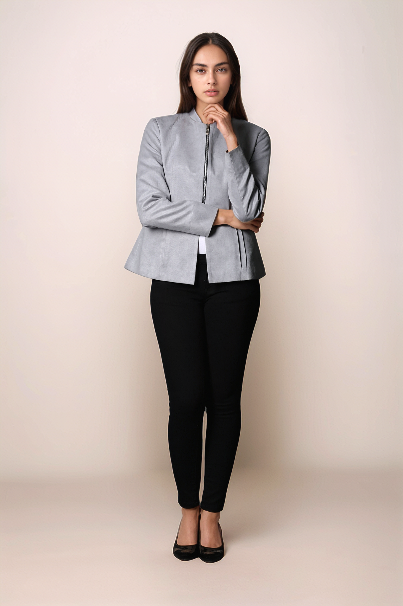 Grey Front Zip Jacket