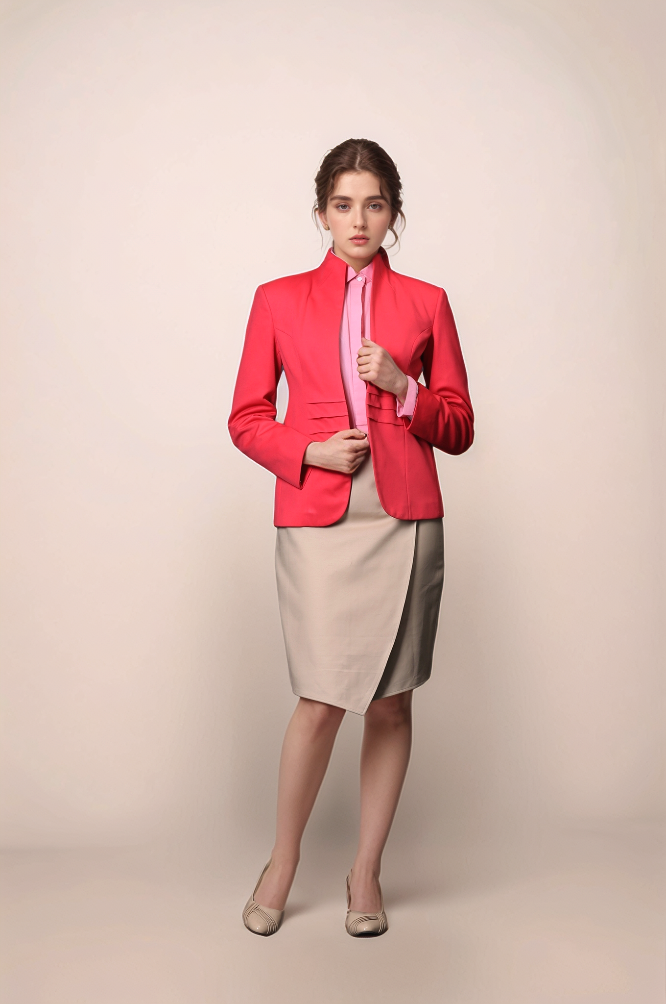 Red High Neck Coat