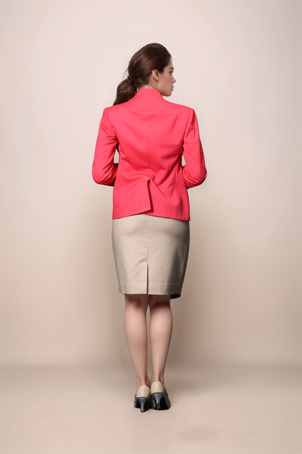 Red High Neck Coat