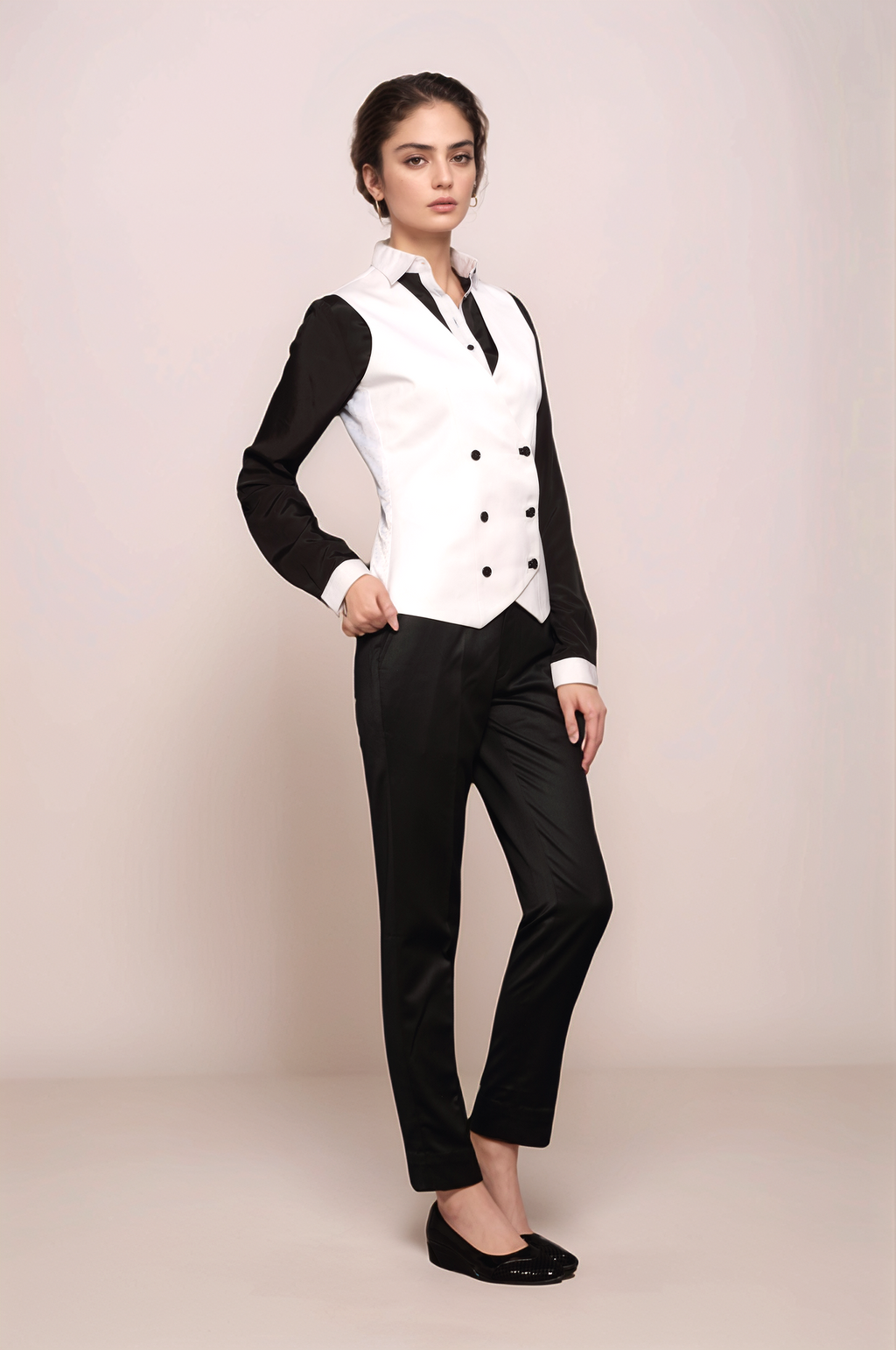 White Double Breasted Waistcoat