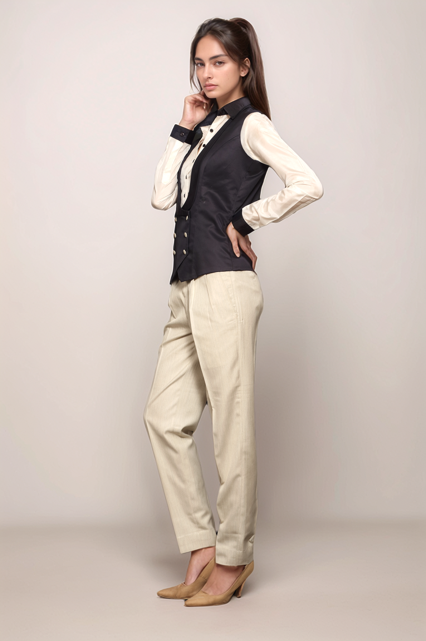 Black Double Breasted Waistcoat