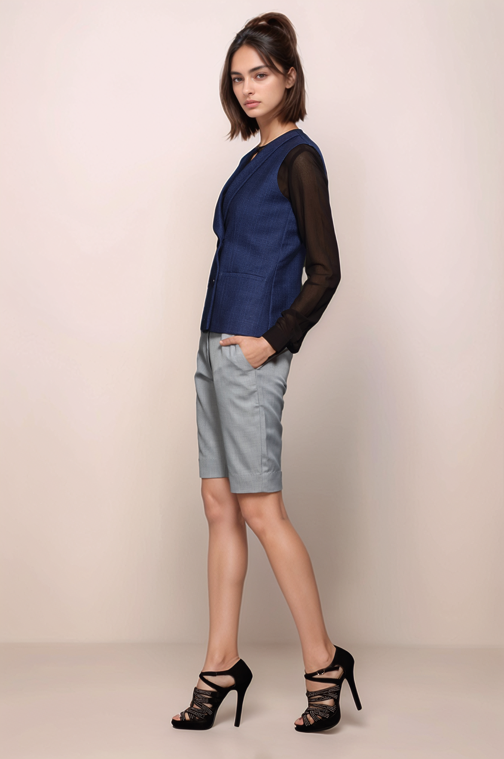 Blue Double Breasted Waistcoat