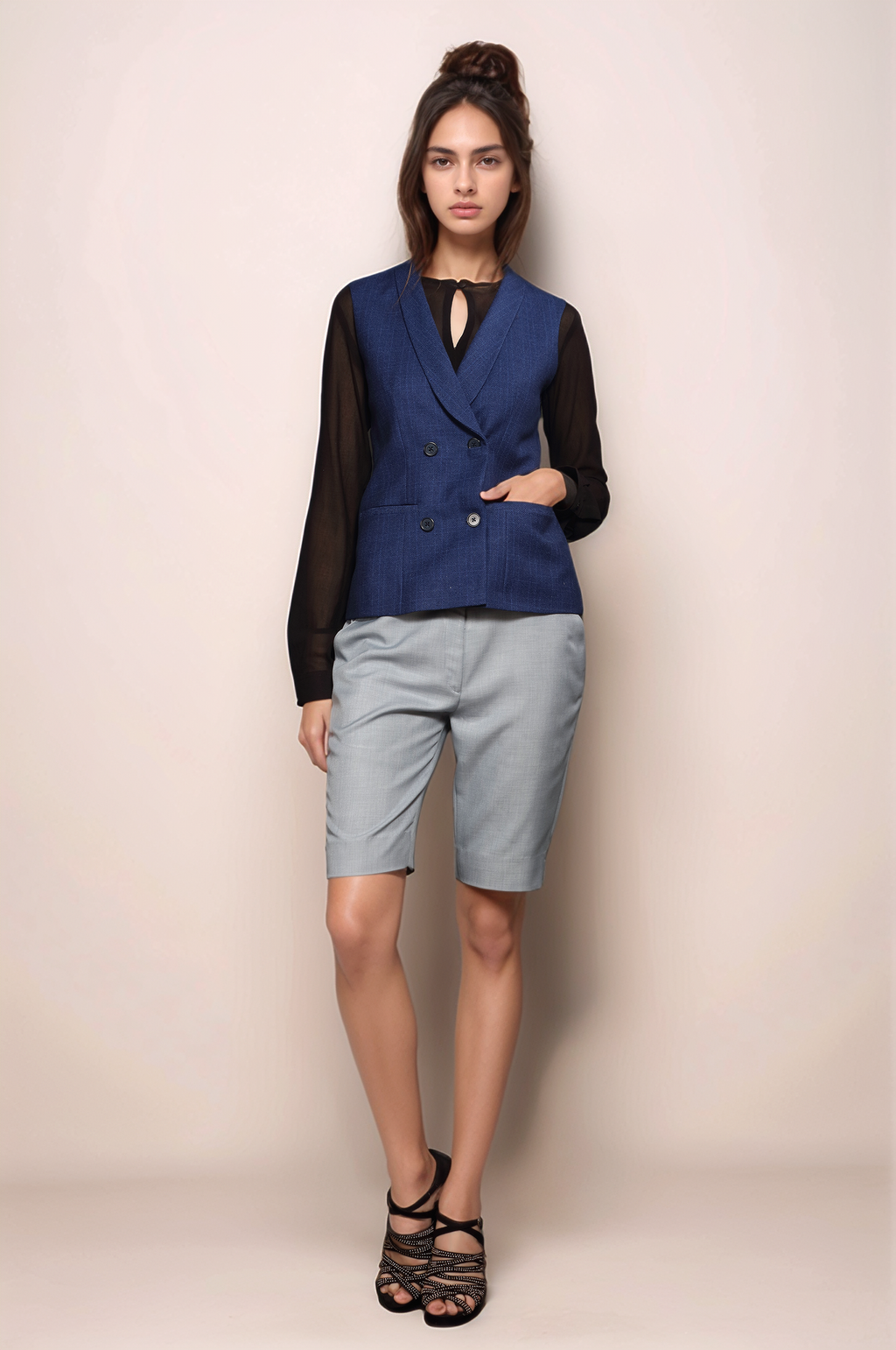 Blue Double Breasted Waistcoat