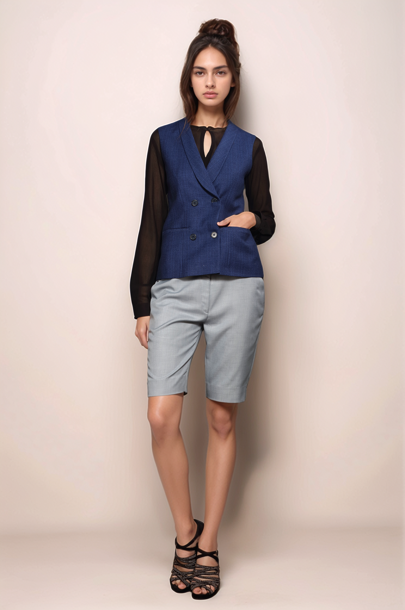 Blue Double Breasted Waistcoat