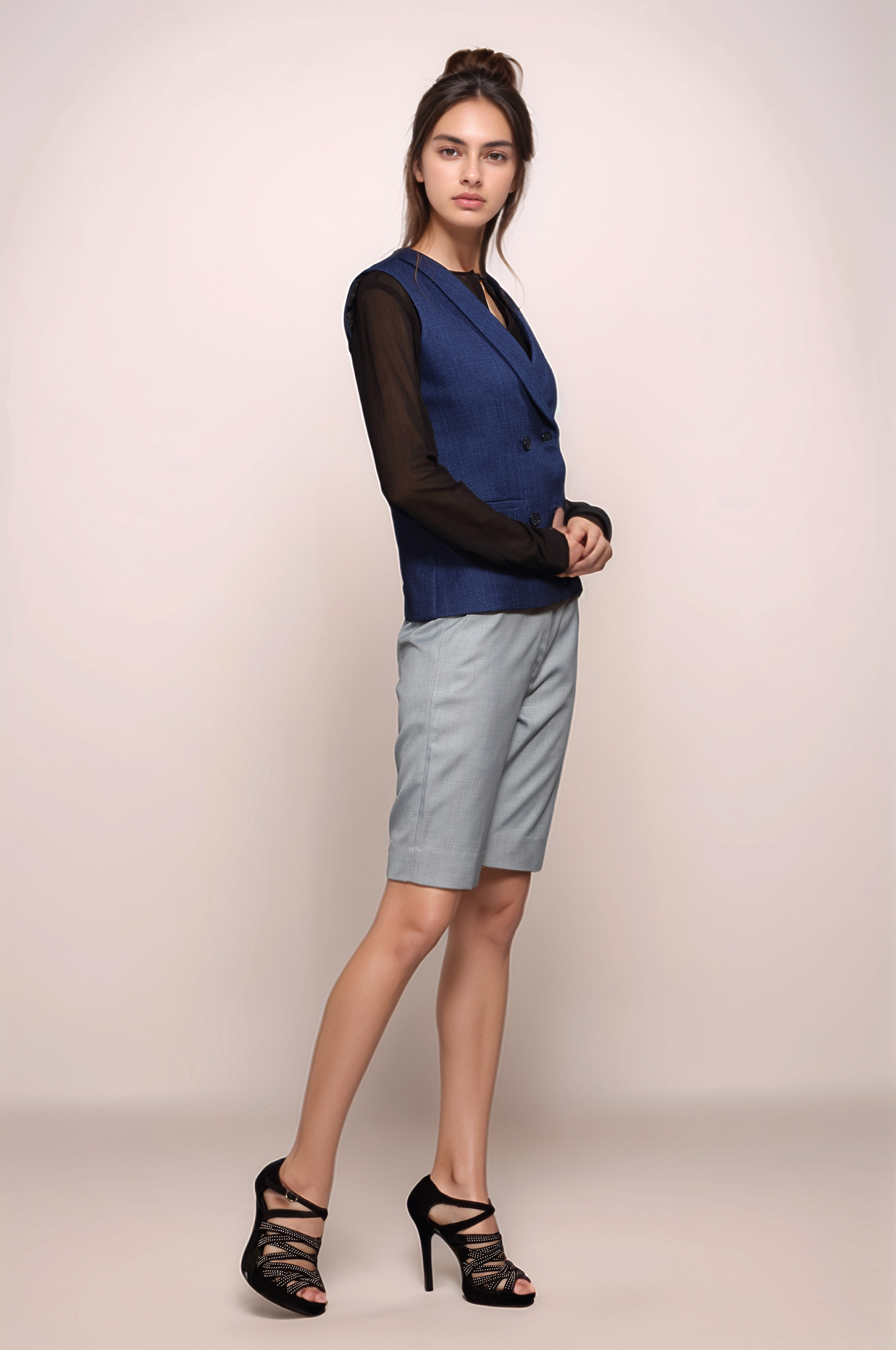 Blue Double Breasted Waistcoat
