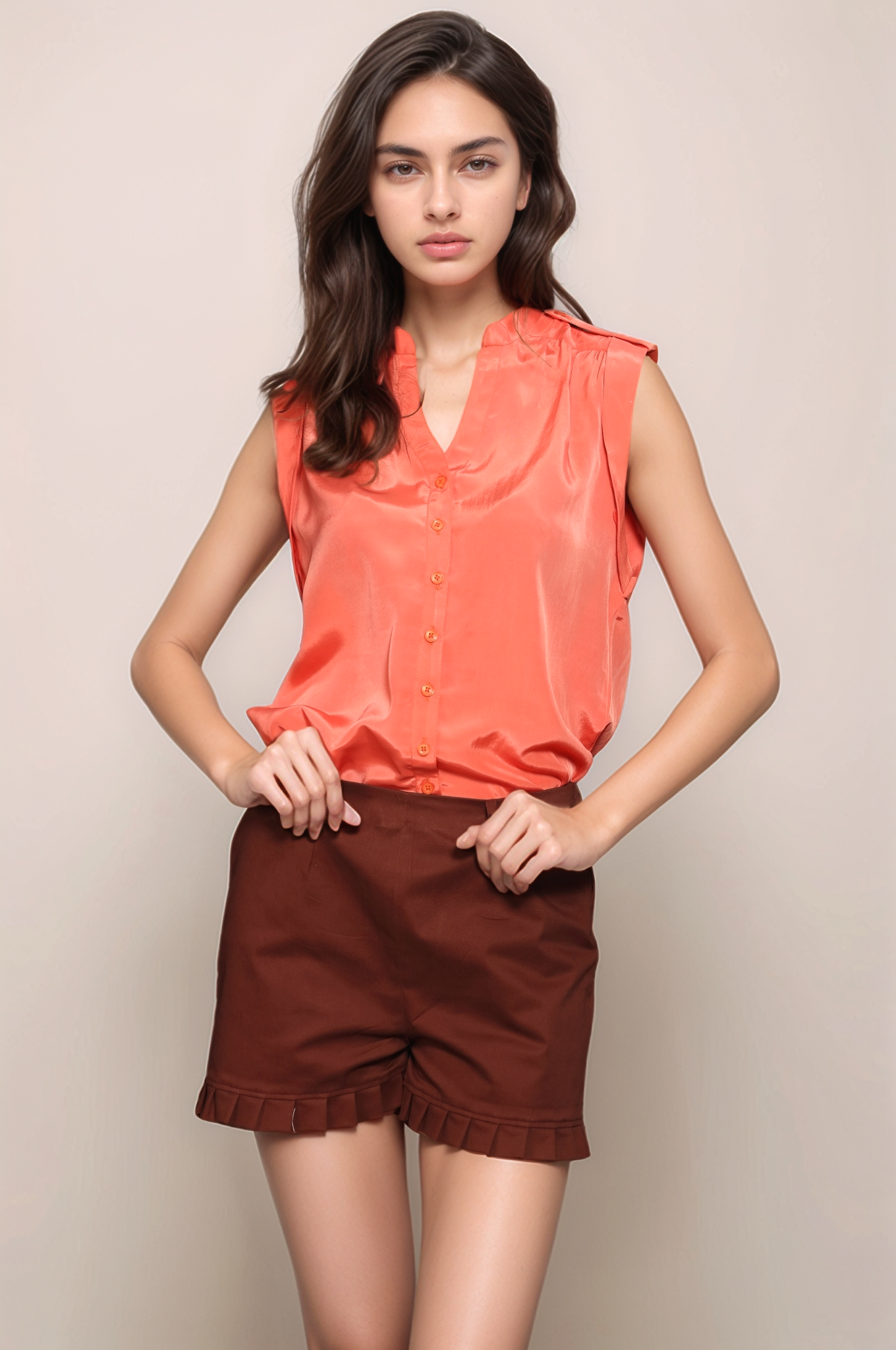 Rust Cotton Shorts