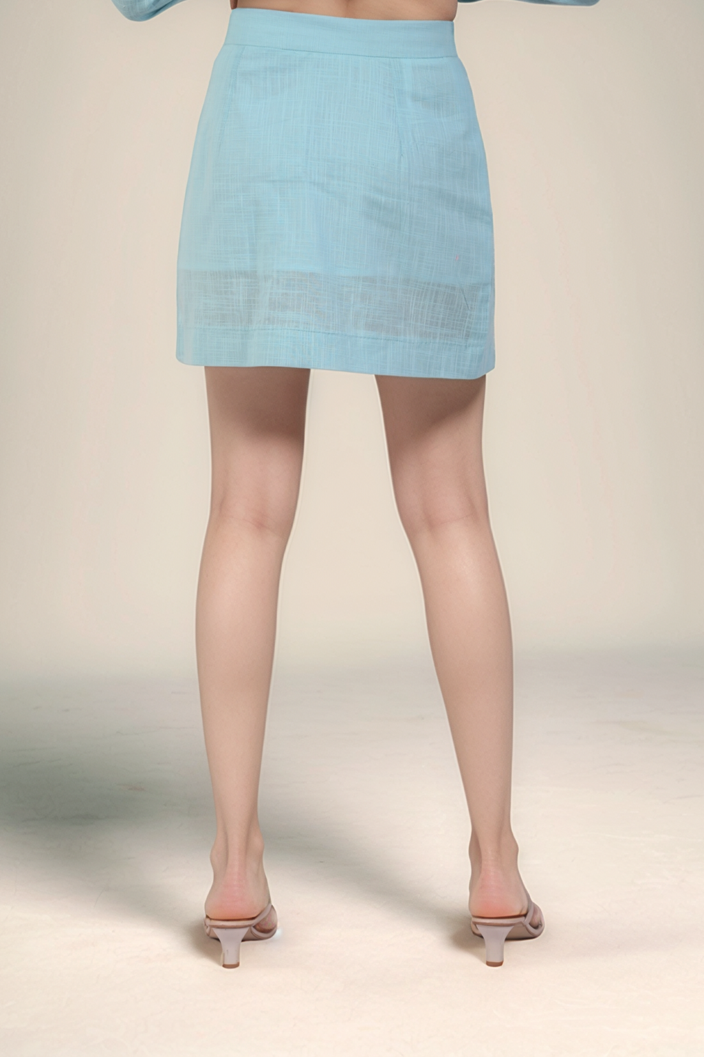 Powder Blue Overlapped Short Skirt