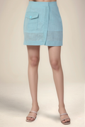 Powder Blue Overlapped Short Skirt