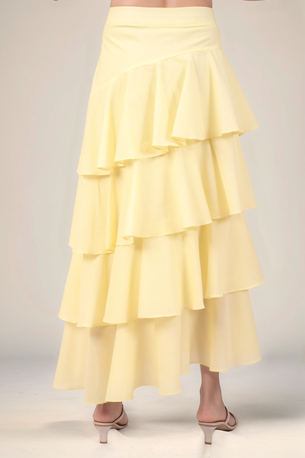 Pale Yellow Cotton Layered Skirt