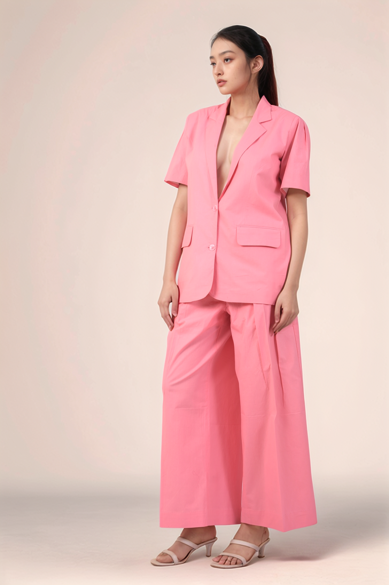Pink Cotton Blazer