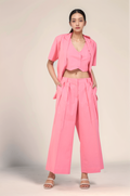 Pink Cotton Blazer Three Piece Co-ord suit