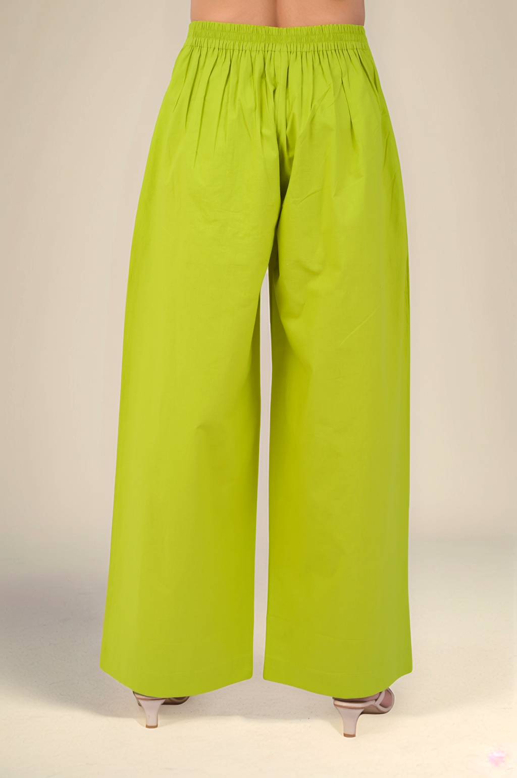 Lime Green Notch Neckline Cotton Jacket Co-ord Suit