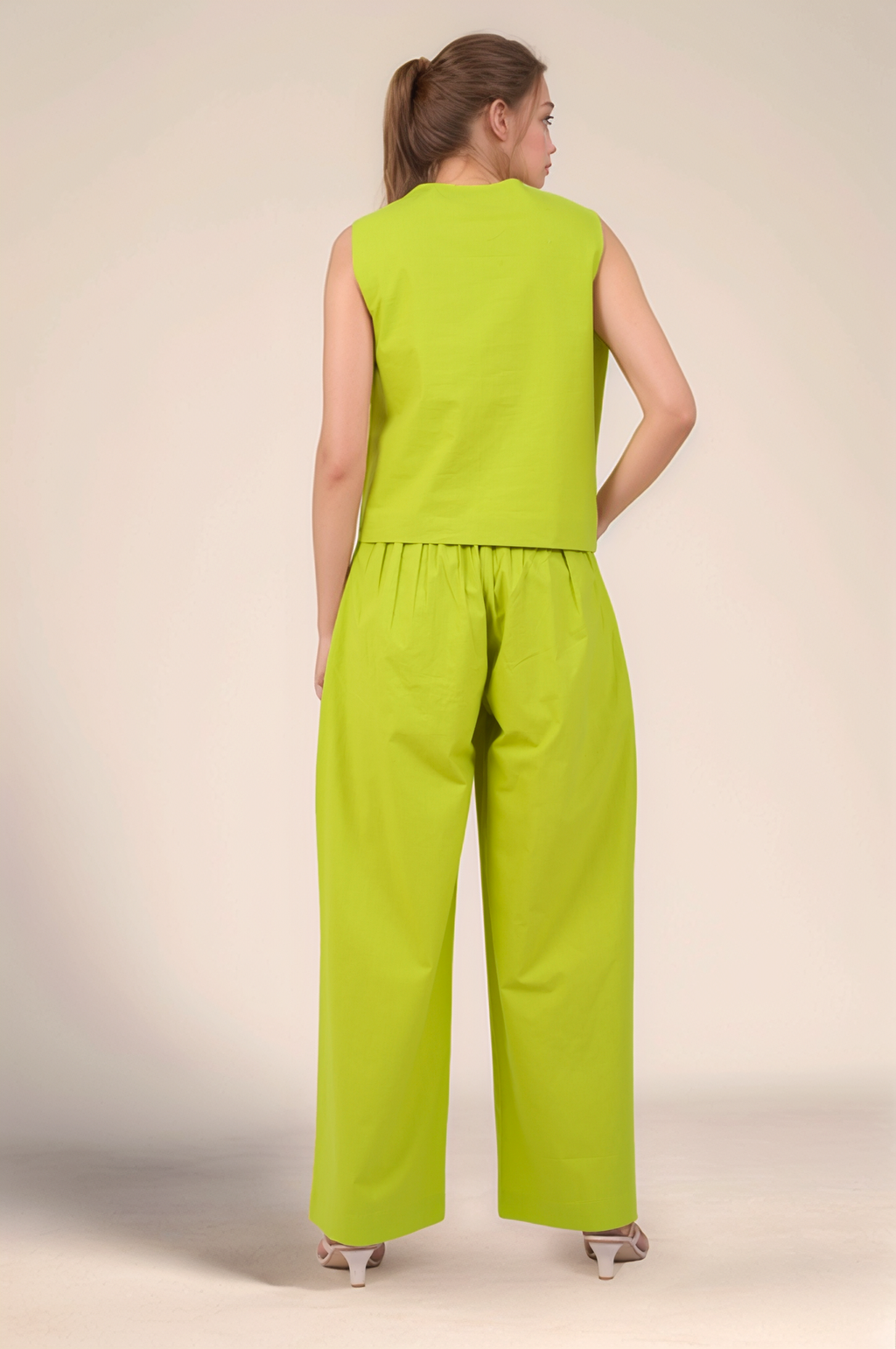 Lime Green Cotton Loose Trouser