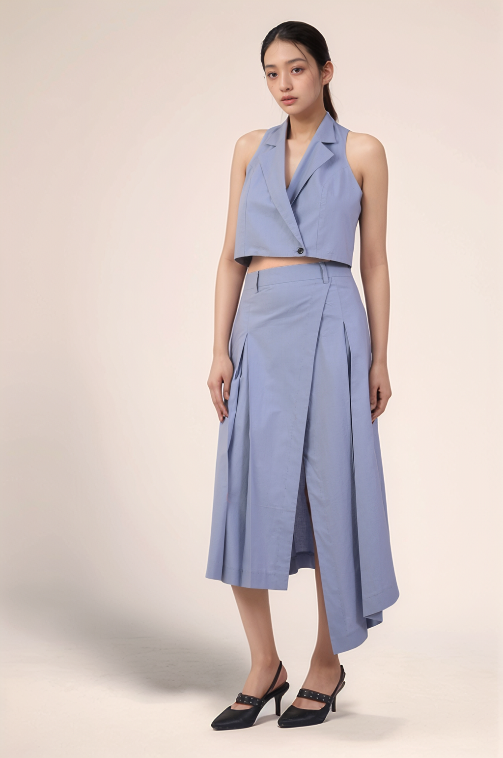Cadet Grey Halter Jacket Co-ord suit