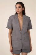 Grey Short Sleeve Cotton Jacket