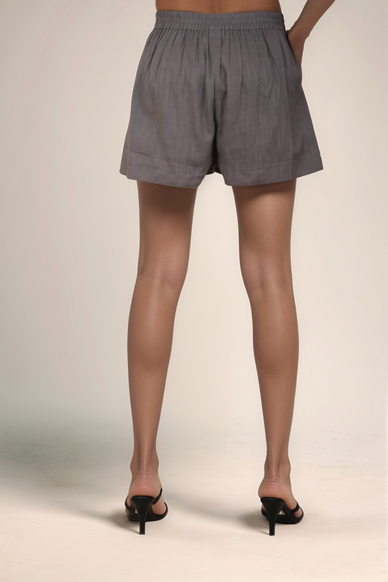Grey Cotton Loose Shorts
