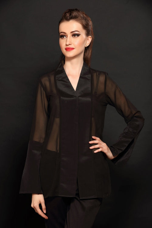 Black Panel Shirt - Dheeraj Sharma