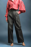 Dark Grey Pleated Trouser - Dheeraj Sharma