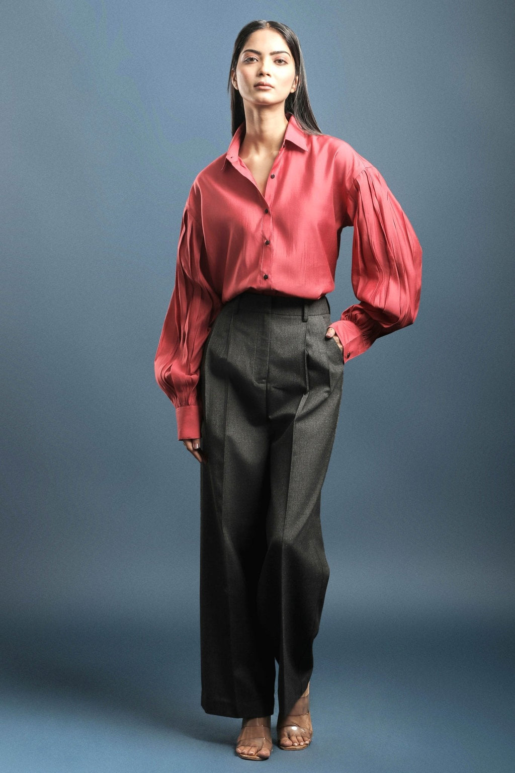 Dark Grey Pleated Trouser - Dheeraj Sharma