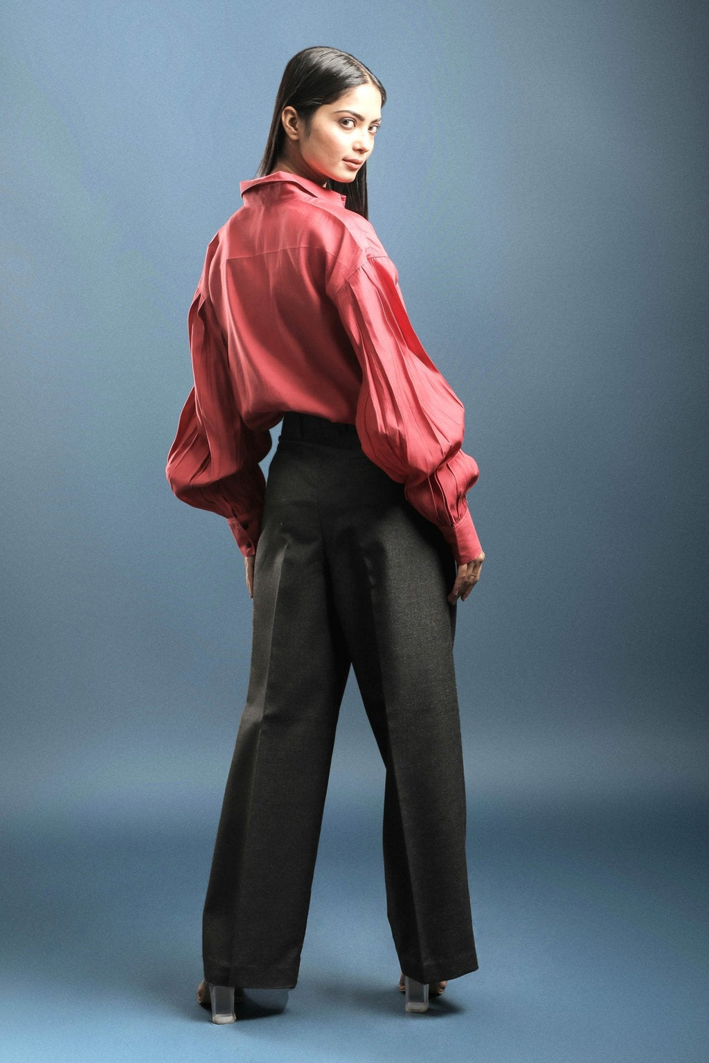 Dark Grey Pleated Trouser - Dheeraj Sharma