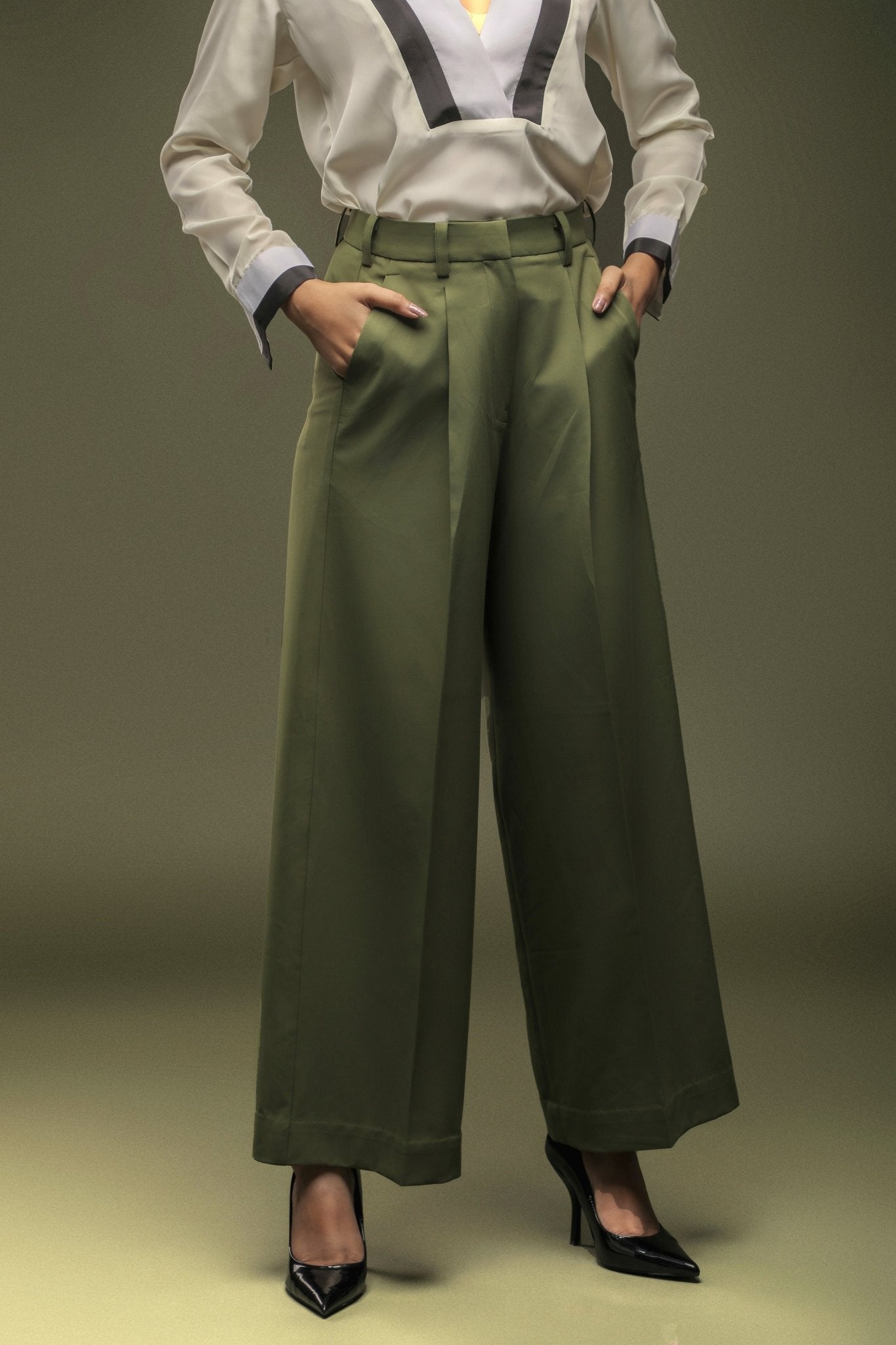 Green loose Pants - Dheeraj Sharma