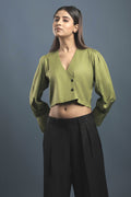 Green Overlapped Shirt - Dheeraj Sharma