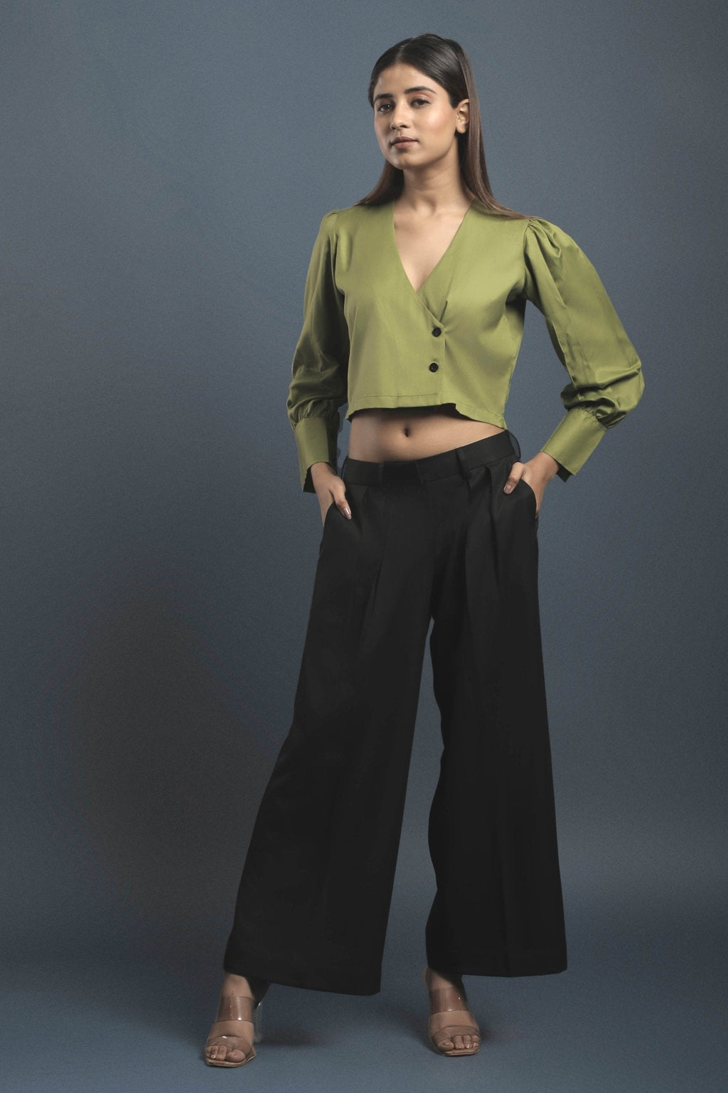 Green Overlapped Shirt - Dheeraj Sharma